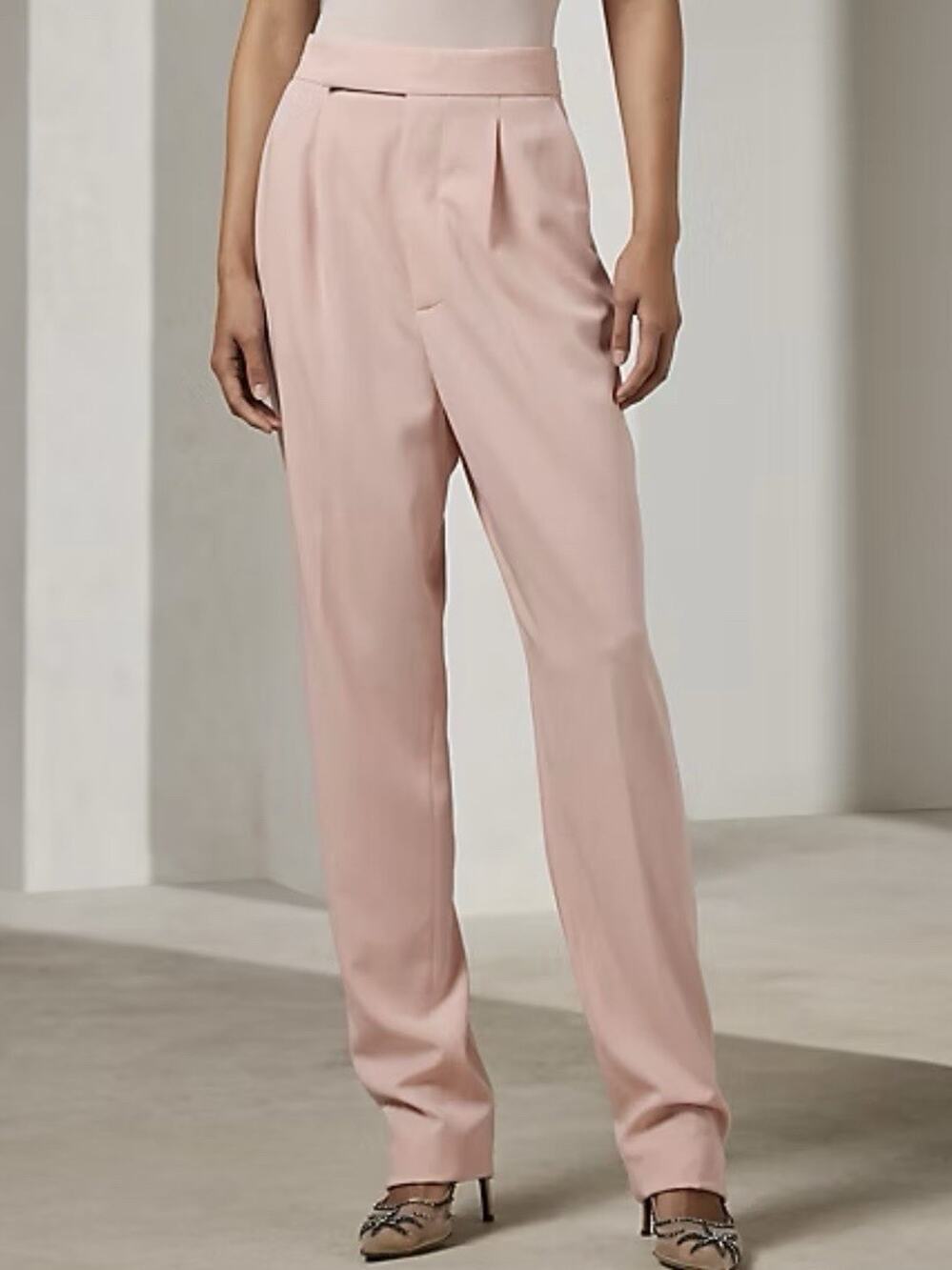 Ralph Lauren Collection Evanne Wool Gabardine Pants Pink Pleated Women’s Size 4